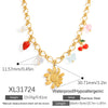 Wholesale Women's Light Luxury Style Stainless Steel Electroplated Necklace With Heart Shape Fruit Flower Bow Insect Leaf Ushaped Star Animal Zodiac Patterns