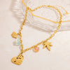 Wholesale Women's Light Luxury Style Stainless Steel Electroplated Necklace With Heart Shape Fruit Flower Bow Insect Leaf Ushaped Star Animal Zodiac Patterns