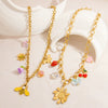 Wholesale Women's Light Luxury Style Stainless Steel Electroplated Necklace With Heart Shape Fruit Flower Bow Insect Leaf Ushaped Star Animal Zodiac Patterns