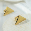 Wholesale Women's Light Luxury Style Stainless Steel Geometric Asymmetrical Triangle Open Ring With Electroplating