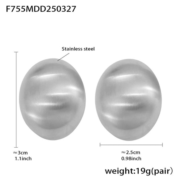 Wholesale Women's Light Luxury Style 316L Stainless Steel Geometric Oval Matte Brushed Electroplated Earrings