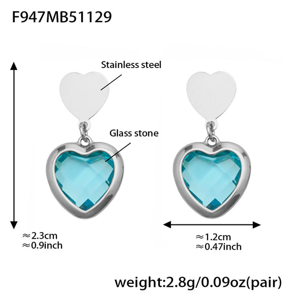 Wholesale Women's Light Luxury Style Stainless Steel Heart Plated 18K Gold Zircon Jewelry Set With Earrings And Necklace
