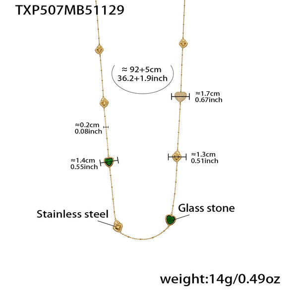 Wholesale Women's Light Luxury Style Stainless Steel Heart Plated 18K Gold Zircon Jewelry Set With Earrings And Necklace