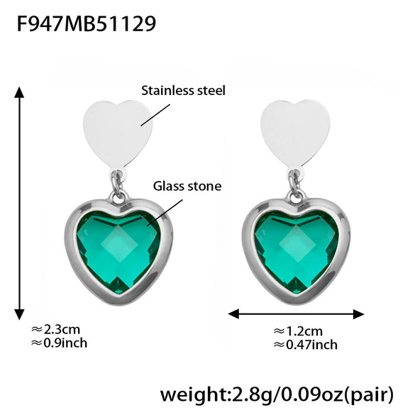 Wholesale Women's Light Luxury Style Stainless Steel Heart Plated 18K Gold Zircon Jewelry Set With Earrings And Necklace