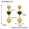 Wholesale Women's Light Luxury Style Stainless Steel Heart Plated 18K Gold Zircon Jewelry Set With Earrings And Necklace