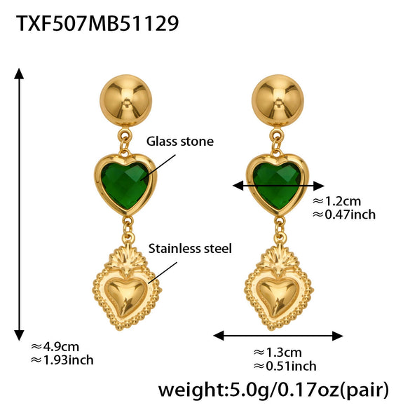 Wholesale Women's Light Luxury Style Stainless Steel Heart Plated 18K Gold Zircon Jewelry Set With Earrings And Necklace