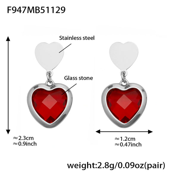 Wholesale Women's Light Luxury Style Stainless Steel Heart Plated 18K Gold Zircon Jewelry Set With Earrings And Necklace