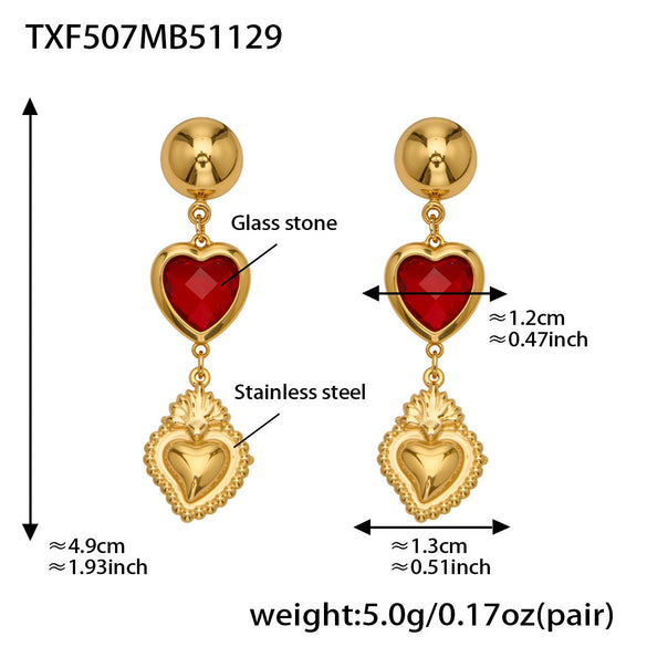 Wholesale Women's Light Luxury Style Stainless Steel Heart Plated 18K Gold Zircon Jewelry Set With Earrings And Necklace