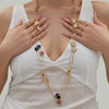 Wholesale Women's Light Luxury Style Stainless Steel Heart Plated 18K Gold Zircon Jewelry Set With Earrings And Necklace