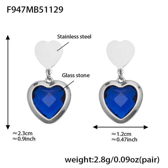 Wholesale Women's Light Luxury Style Stainless Steel Heart Plated 18K Gold Zircon Jewelry Set With Earrings And Necklace