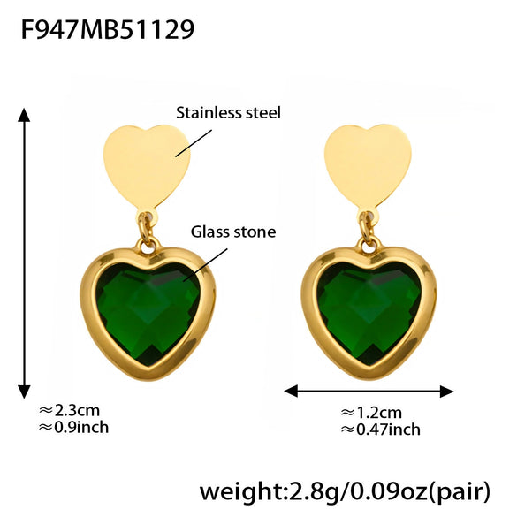 Wholesale Women's Light Luxury Style Stainless Steel Heart Plated 18K Gold Zircon Jewelry Set With Earrings And Necklace