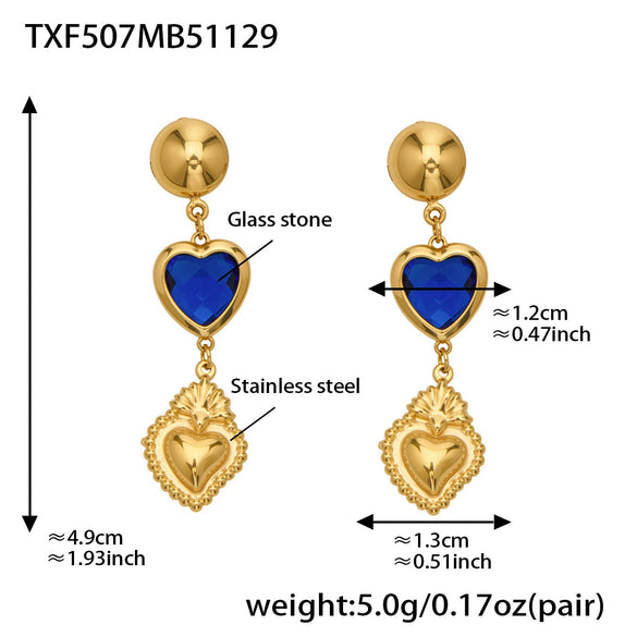 Wholesale Women's Light Luxury Style Stainless Steel Heart Plated 18K Gold Zircon Jewelry Set With Earrings And Necklace