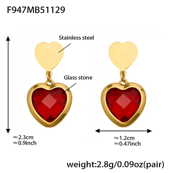 Wholesale Women's Light Luxury Style Stainless Steel Heart Plated 18K Gold Zircon Jewelry Set With Earrings And Necklace
