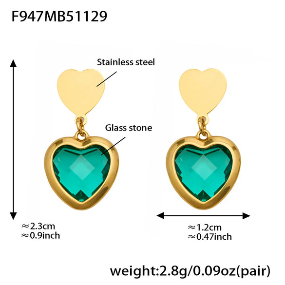 Wholesale Women's Light Luxury Style Stainless Steel Heart Plated 18K Gold Zircon Jewelry Set With Earrings And Necklace