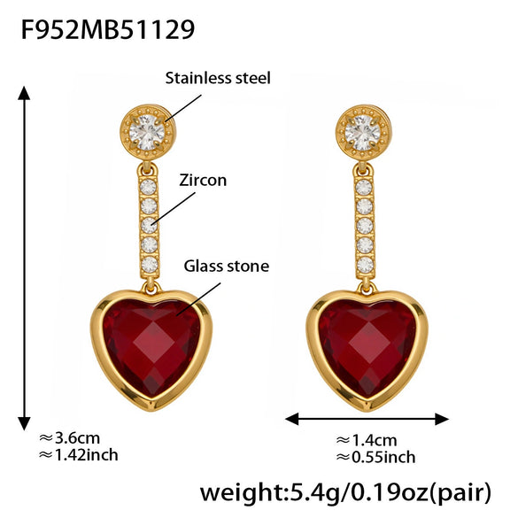 Wholesale Women's Light Luxury Style Stainless Steel Heart Plated 18K Gold Zircon Jewelry Set With Earrings And Necklace