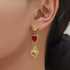 Wholesale Women's Light Luxury Style Stainless Steel Heart Plated 18K Gold Zircon Jewelry Set With Earrings And Necklace