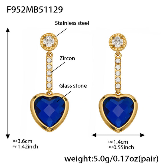Wholesale Women's Light Luxury Style Stainless Steel Heart Plated 18K Gold Zircon Jewelry Set With Earrings And Necklace