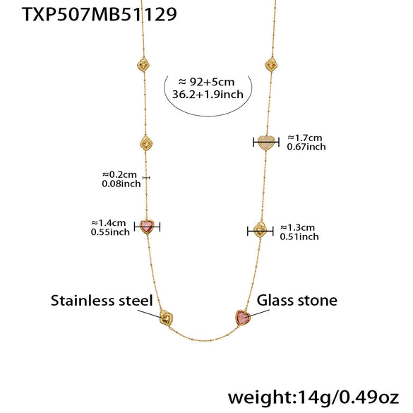 Wholesale Women's Light Luxury Style Stainless Steel Heart Plated 18K Gold Zircon Jewelry Set With Earrings And Necklace