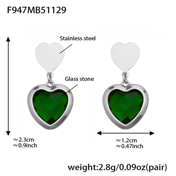 Wholesale Women's Light Luxury Style Stainless Steel Heart Plated 18K Gold Zircon Jewelry Set With Earrings And Necklace
