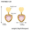 Wholesale Women's Light Luxury Style Stainless Steel Heart Plated 18K Gold Zircon Jewelry Set With Earrings And Necklace