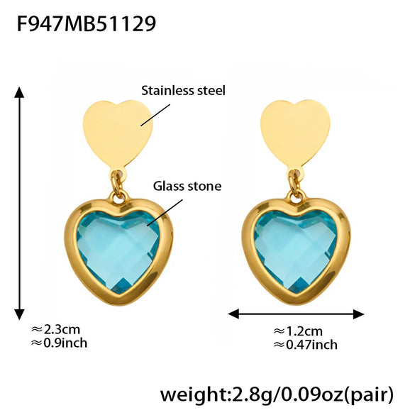 Wholesale Women's Light Luxury Style Stainless Steel Heart Plated 18K Gold Zircon Jewelry Set With Earrings And Necklace