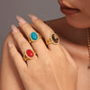 Wholesale Women's Light Luxury Style Stainless Steel Natural Zircon Stone Open Ring With Wave And Geometric Pattern Pvd Electroplated