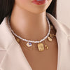 Wholesale Women's Light Luxury Style Stainless Steel Pearl Strand Necklace With Real Gold Plated Heart Shape Titanium Steel Pendant