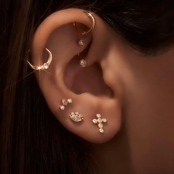 Wholesale Women's Light Luxury Style Stainless Steel Stud Earrings With Star Pattern And Cross Shape Electroplated