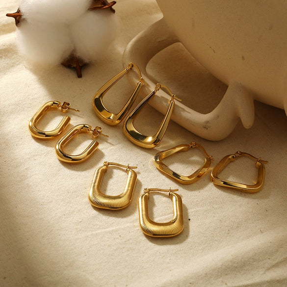 Wholesale Women's Light Luxury Style Stainless Steel Ushaped Electroplated Earrings