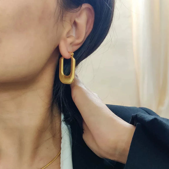 Wholesale Women's Light Luxury Style Stainless Steel Ushaped Electroplated Earrings