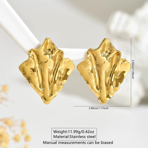 Wholesale Women's Light Luxury Style Stamped Geometric Stainless Steel Irregular Pleated Earrings