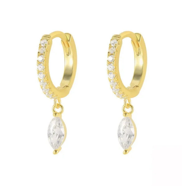Wholesale Women's Light Luxury Style 925 Sterling Silver Geometric Water Drop Earrings Inlaid With Zircon
