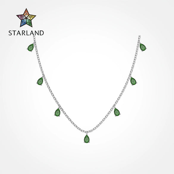 Wholesale Women's Light Luxury Style 925 Sterling Silver Pearshaped Zircon Pendant Clavicle Chain Necklace With Electroplating