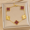 Wholesale Women's Light Luxury Style Titanium Steel Electroplated Four Leaf Clover Laser Bracelet