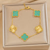 Wholesale Women's Light Luxury Style Titanium Steel Electroplated Four Leaf Clover Laser Bracelet