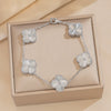 Wholesale Women's Light Luxury Style Titanium Steel Electroplated Four Leaf Clover Laser Bracelet