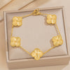 Wholesale Women's Light Luxury Style Titanium Steel Electroplated Four Leaf Clover Laser Bracelet