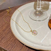 Wholesale Women's Light Luxury Style Titanium Steel Necklace With Flower Pattern Zircon Inlaid Pendant And Oshaped Chain