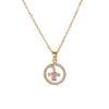 Wholesale Women's Light Luxury Style Titanium Steel Necklace With Flower Pattern Zircon Inlaid Pendant And Oshaped Chain