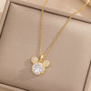 Wholesale Women's Light Luxury Style Titanium Steel Ochain Necklace With Diamond Treatment And Mickey Design