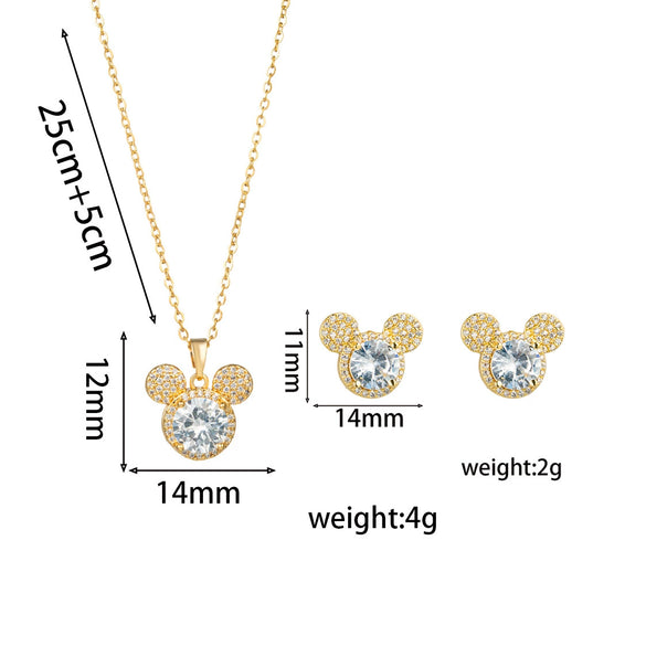 Wholesale Women's Light Luxury Style Titanium Steel Ochain Necklace With Diamond Treatment And Mickey Design