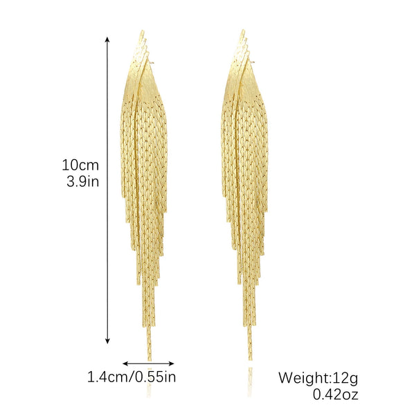 Wholesale Women's Light Luxury Tassel Earrings Copper Rhombus Ushape Drop Shape Geometric Electroplated