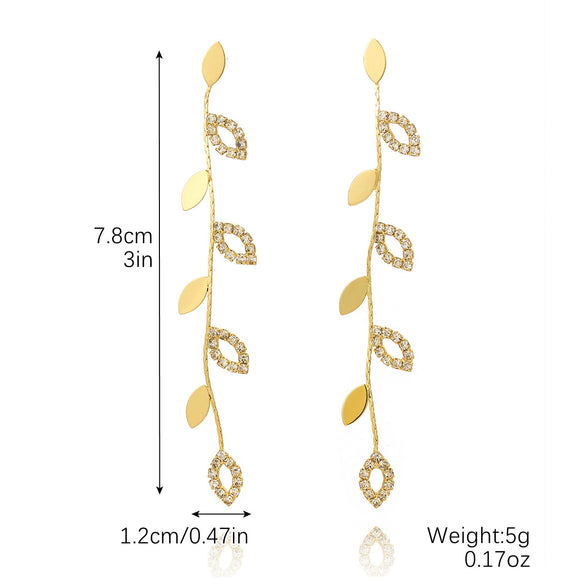 Wholesale Women's Light Luxury Tassel Earrings Copper Rhombus Ushape Drop Shape Geometric Electroplated