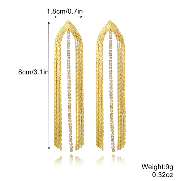 Wholesale Women's Light Luxury Tassel Earrings Copper Rhombus Ushape Drop Shape Geometric Electroplated