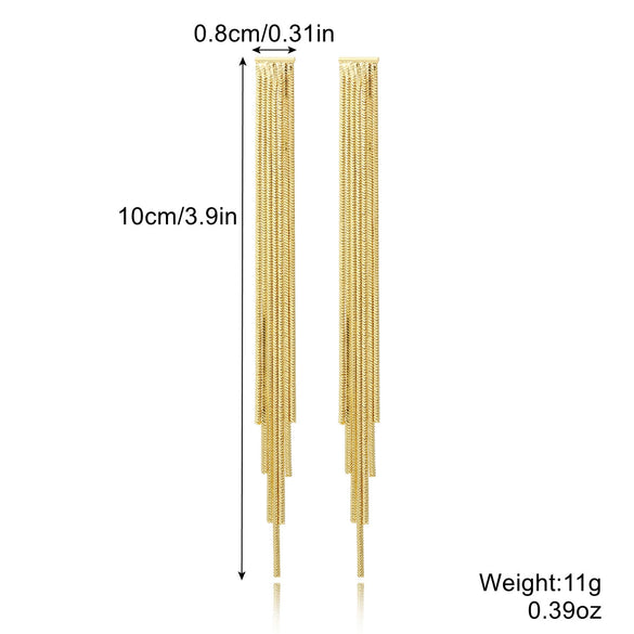 Wholesale Women's Light Luxury Tassel Earrings Copper Rhombus Ushape Drop Shape Geometric Electroplated