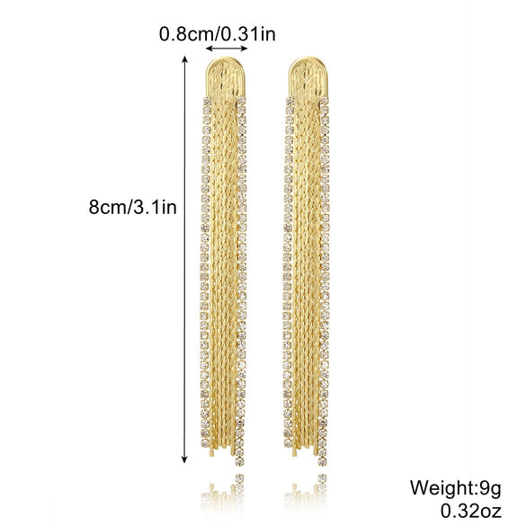 Wholesale Women's Light Luxury Tassel Earrings Copper Rhombus Ushape Drop Shape Geometric Electroplated