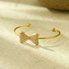 Wholesale Women's Light Luxury Titanium Steel And Stainless Steel Bow Tie Earrings Necklace Ring Set With Electroplating