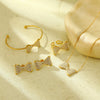 Wholesale Women's Light Luxury Titanium Steel And Stainless Steel Bow Tie Earrings Necklace Ring Set With Electroplating