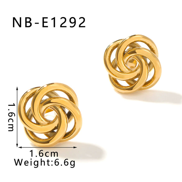 Wholesale Women's Light Luxury Titanium Steel And Stainless Steel Earrings With Geometric Design And 18K Vacuum Plating In Furnace