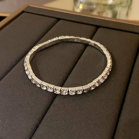 Wholesale Women's Light Luxury Titanium Steel Bracelet With Alloy Inlaid Artificial And Semiprecious Stones Microinlay Adjustable Pull And Letters Numbers Text Pattern